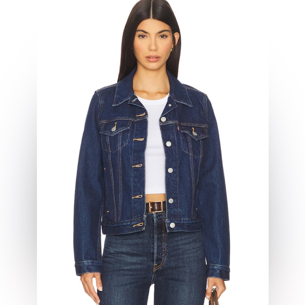 New Revolve Levi’s 90’s Original Trucker in Dark Authentic Denim Jacket Sz L